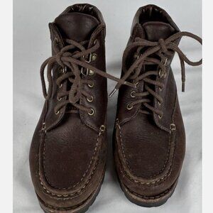 Vintage Cole Haan Country Brown Leather Moc Toe Lace Up Boots Womens Sz 6 Brazil